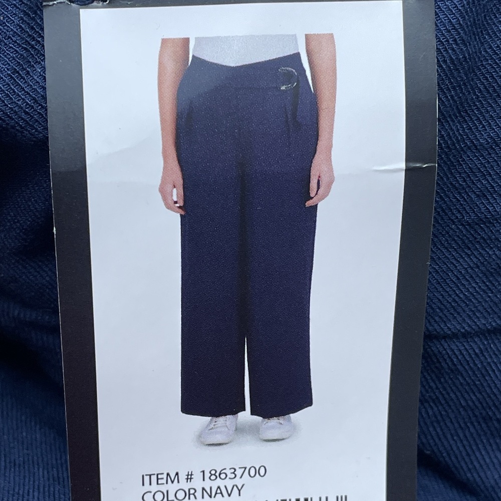 DKNY Women's Size 16 Wide Leg Pants Navy Rayon Blend H0489